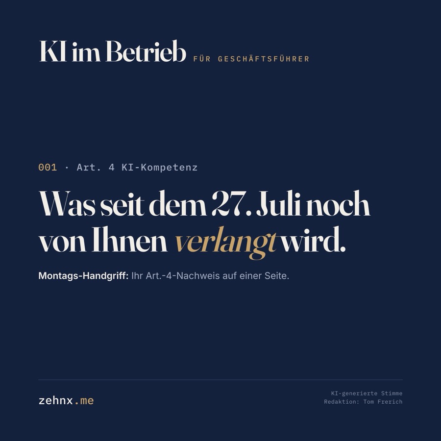 Cover Folge 001: Was seit dem 27. Juli noch von Ihnen verlangt wird