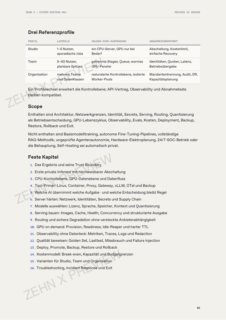 Vorschau: Lieferumfang und Referenzprofile
